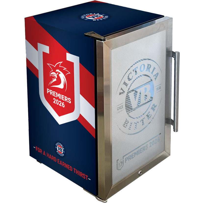 VB Roosters Premier Tropical Glass Door Fridge - 80 Cans Left Hinged - Model EC68L-SSH-VB-ROOSTERS
