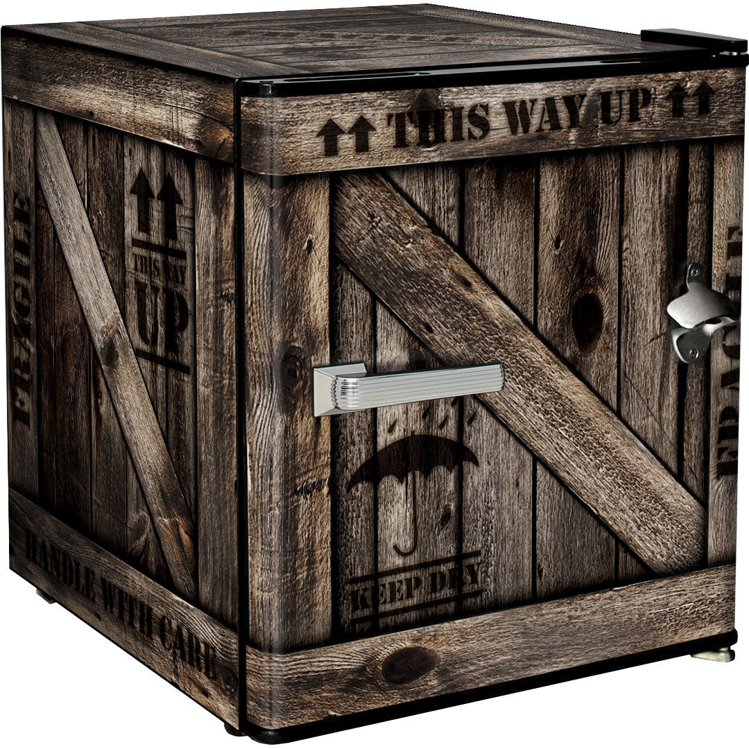Cool Wooden Crate Design Mini Bar Fridge - HUS-BC46B-CRATE
