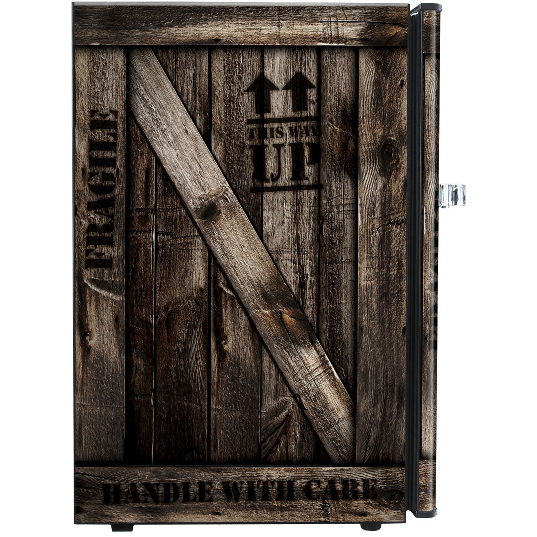 WOODEN CRATE Design Retro Mini Bar Fridge 70 Litre Schmick Brand With Opener - Model HUS-BC70B-WC