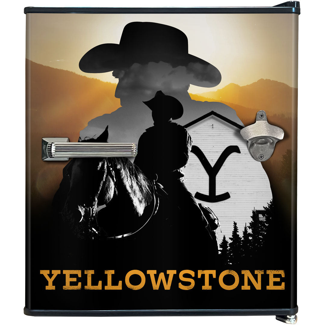 Yellowstone Retro Black Small Vintage Mini Bar Fridge 46 Litre With Opener - Model HUS-BC46B-RET-YELLOW-04