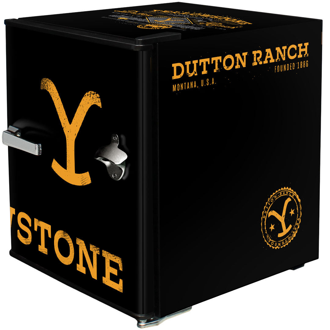 Yellowstone Retro Black Small Vintage Mini Bar Fridge 46 Litre With Opener - Model HUS-BC46B-RET-YELLOW-05