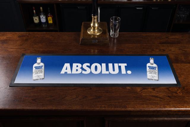 Absolut Premium Rubber Bar Mat Runner on a bar top