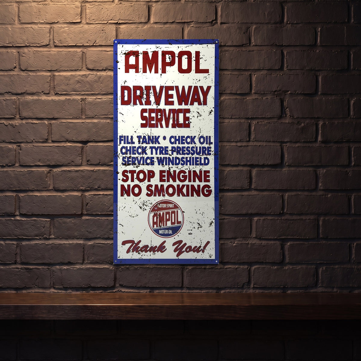 AMPOL DRIVEWAY SERVICE 810 X 380 MM METAL SIGN