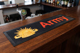 Army Premium Rubber-Backed Bar Mat Runner on a bar top
