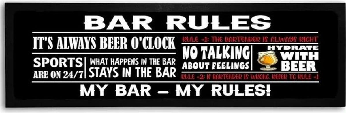 Bar Rules Premium Rubber-Backed Bar Mat Runner