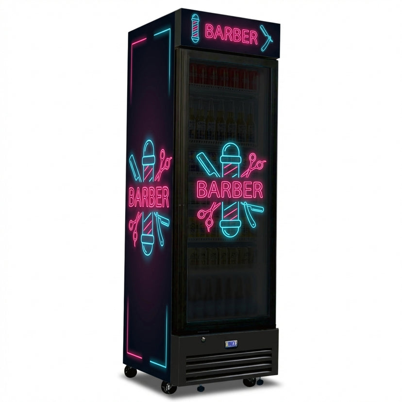 Neon Glow Barber Fridge Wrap