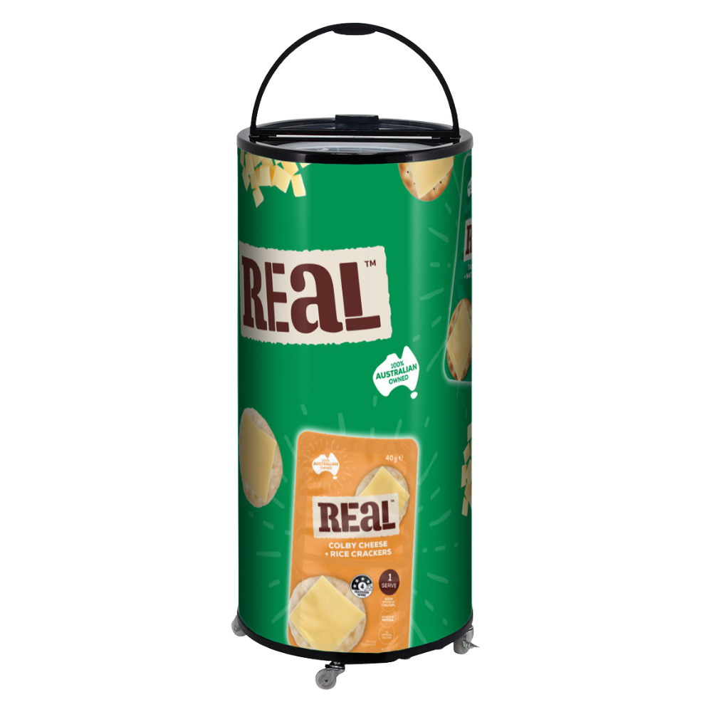 Custom Branded Bar Fridge | 65L Party Tube — branded example: barrel - Custom Vinyl Wrapped Branded Fridge - Example 34