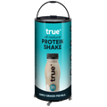 Custom Branded Bar Fridge | 65L Party Tube — branded example: barrel - True Protein Shake - Custom Branded Fridge