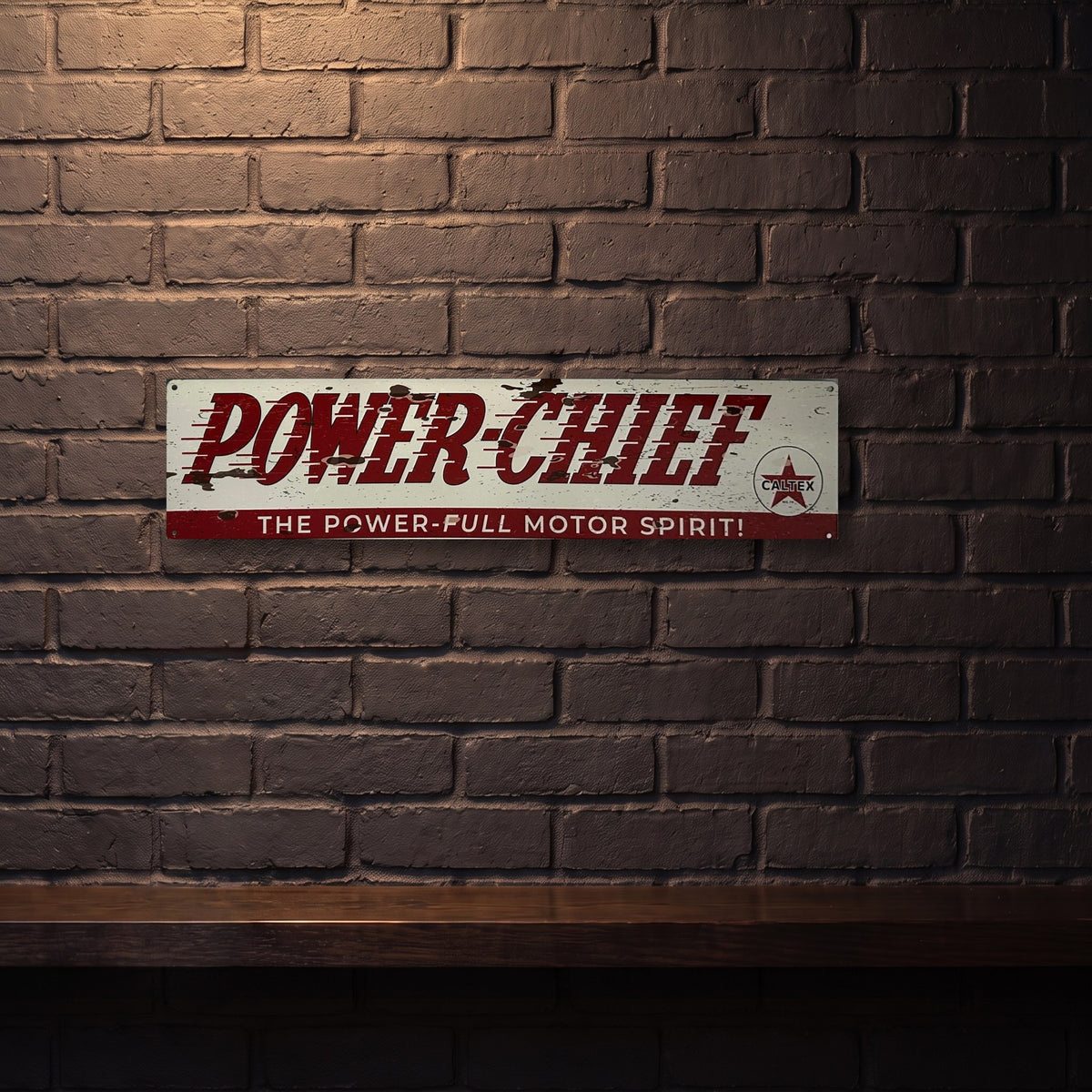 CALTEX POWERCHEIF 800 X 200 MM METAL SIGN