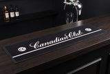 Canadian Club Premium Rubber-Backed Bar Mat Runner on a bar top