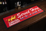 Carlton Draught "Served Here" Premium Rubber-Backed Bar Runner on a bar top