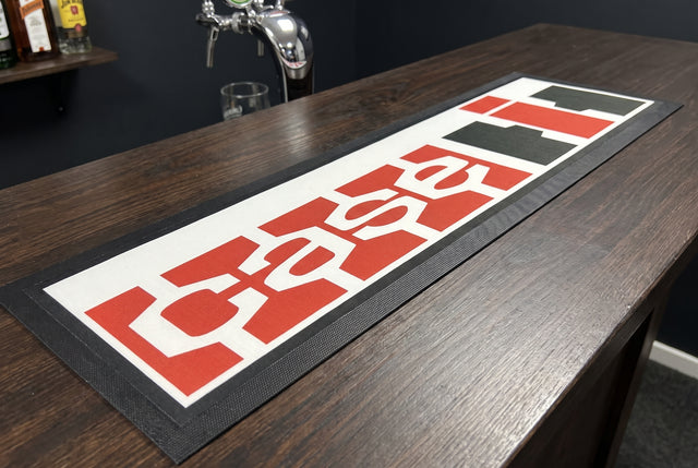 Case Premium Rubber-Backed Bar Mat Runner on a bar top