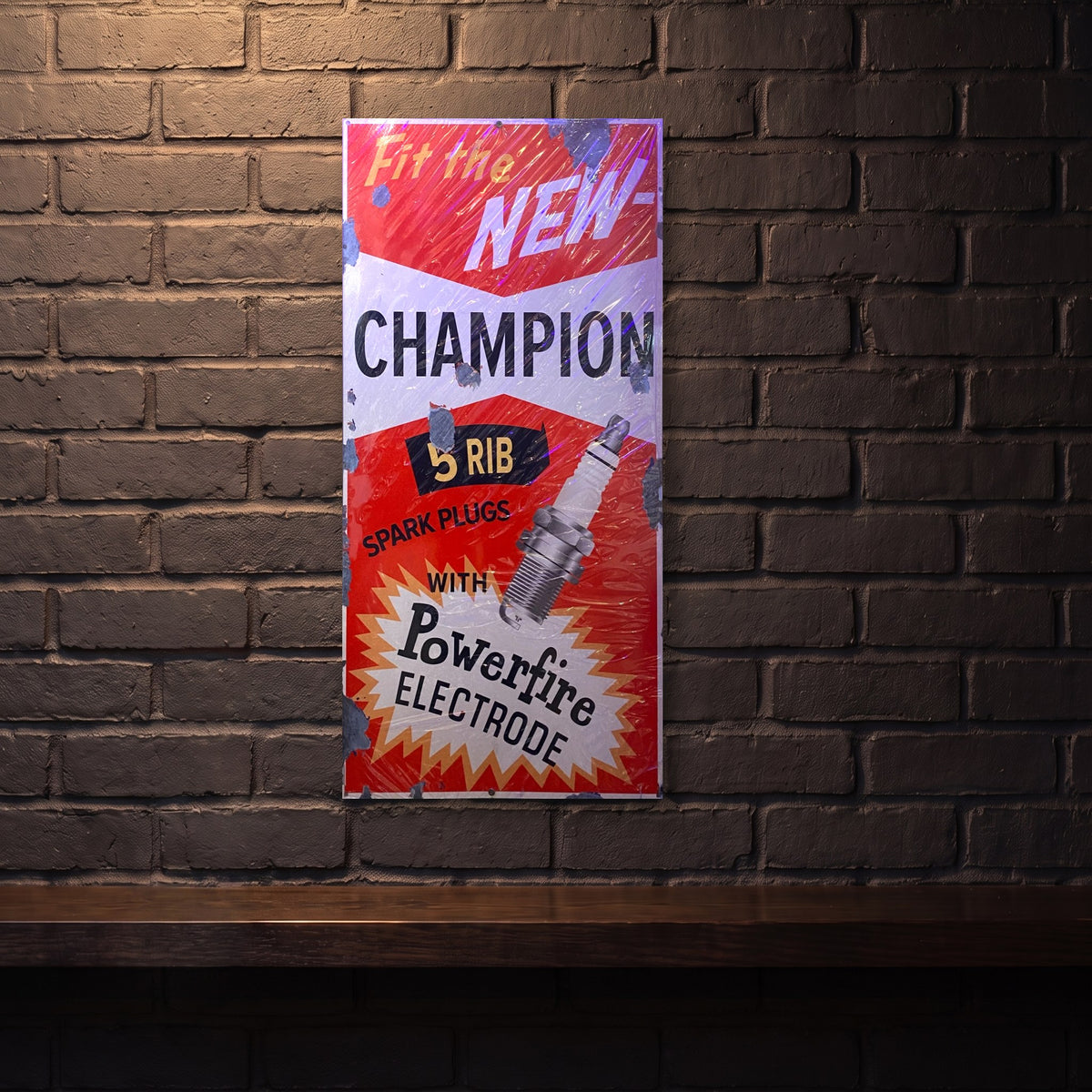 CHAMPION SPARK PLUGS 5 RIB METAL SIGN 810 X 380MM