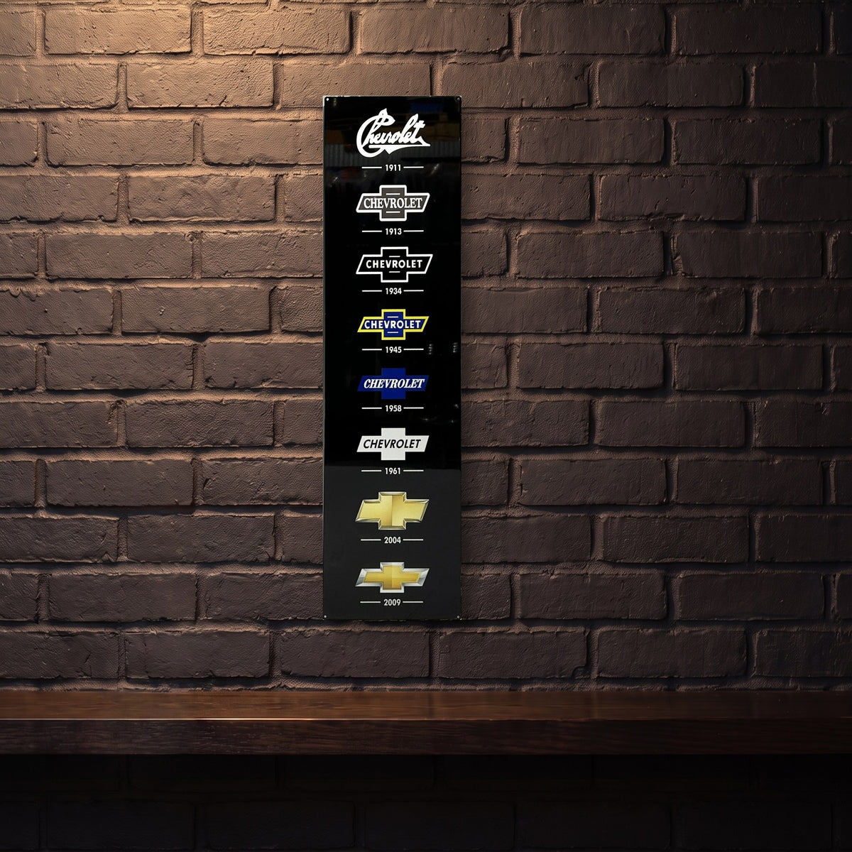 CHEV LOGO HISTORY 800 X 200 MM METAL SIGN