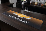 Chevrolet Premium Rubber-Backed Bar Mat Runner on a bar top