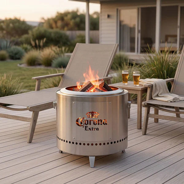 Corona fire pit on an outdoor deck