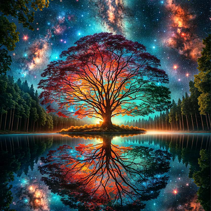 Cosmic Tree design flat - the printed seat artwork