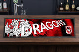 St George-Illawarra Dragons NRL Premium Rubber-Backed Bar Mat Runner on a bar top