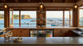 Rhino ENV2H 2-door outdoor bar fridge behind waterfront bar counter with marina views