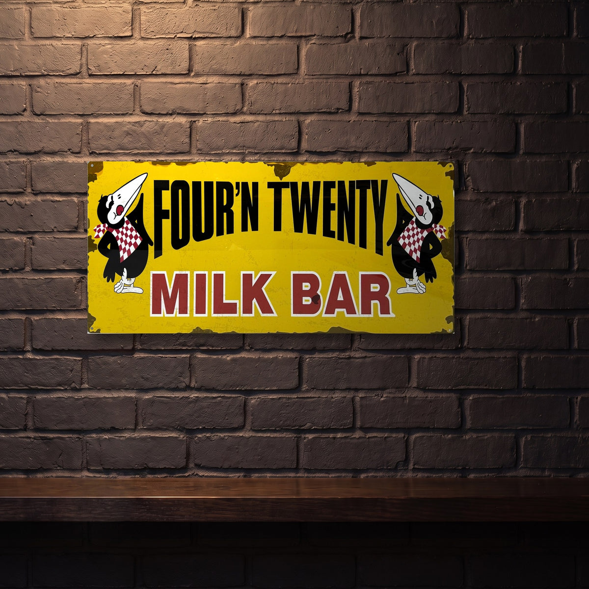 FOUR N TWENTY MILK BAR HORIZONTAL 810 X 380 MM METAL SIGN