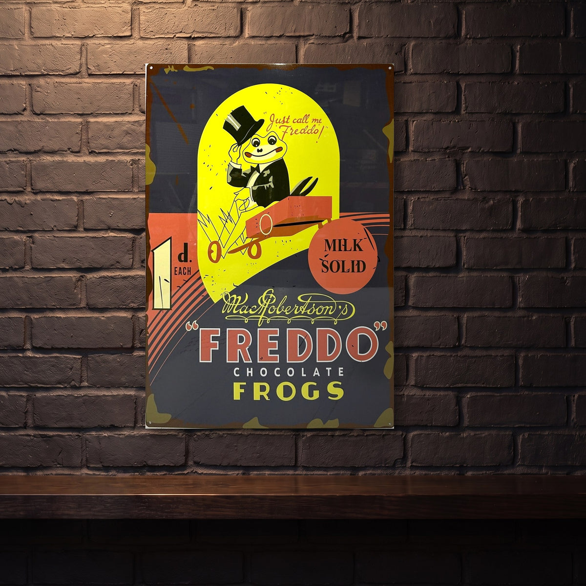 FREDDO FROG HUGE 810 MM X 555 MM METAL SIGN