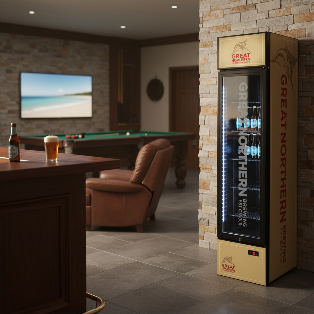 160 Litre Great Northern Gold Skinny Upright Bar Fridge | SS-P160-GNBC-GOLD-V2