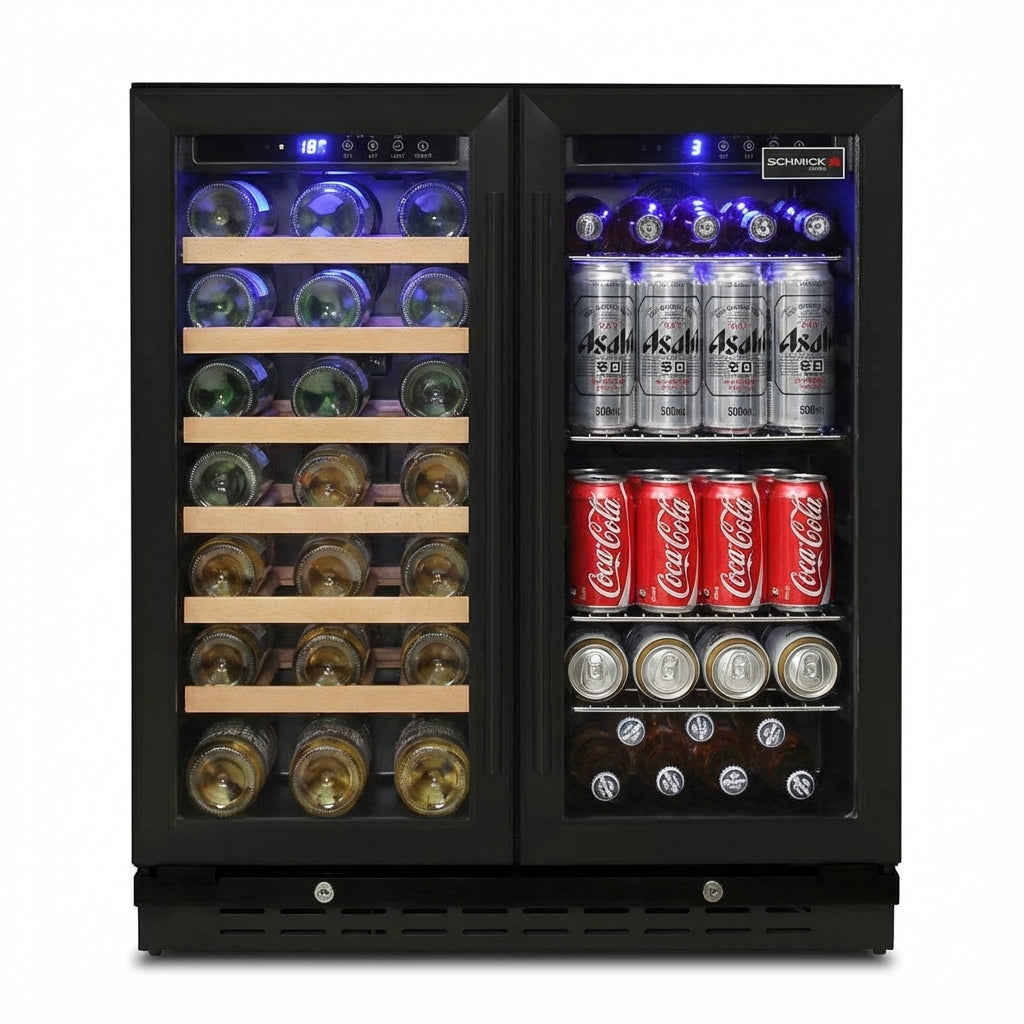 Schmick 165L Dual Zone Beer & Wine Bar Fridge - Black - Schmick JC165B