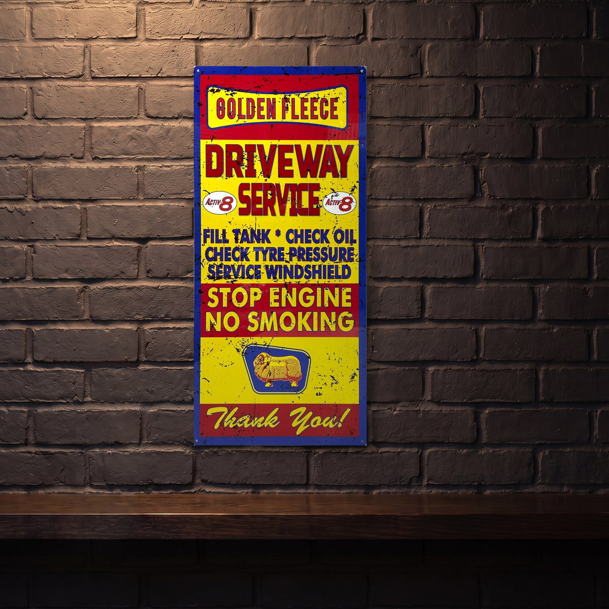 GOLDEN FLEECE DRIVEWAY SERVICE 810 X 380 MM METAL SIGN