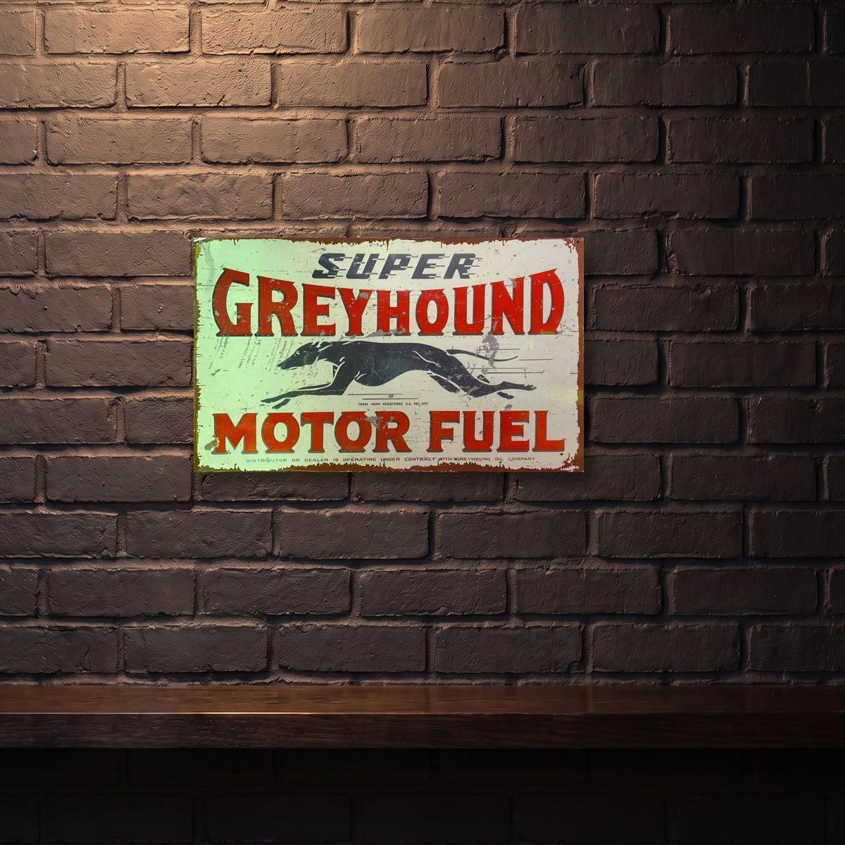 GREYHOUND MOTOR FUEL 600 X 400 MM METAL SIGN