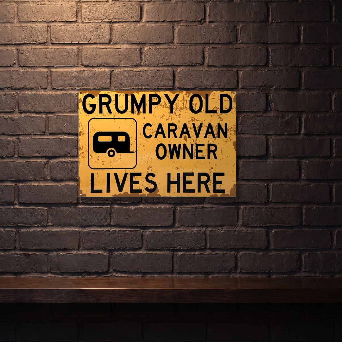 GRUMPY CARAVAN OWNER 600 MM X 400 MM METAL SIGN