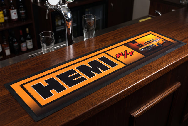 Hemi Premium Rubber-Backed Bar Runner on a bar top