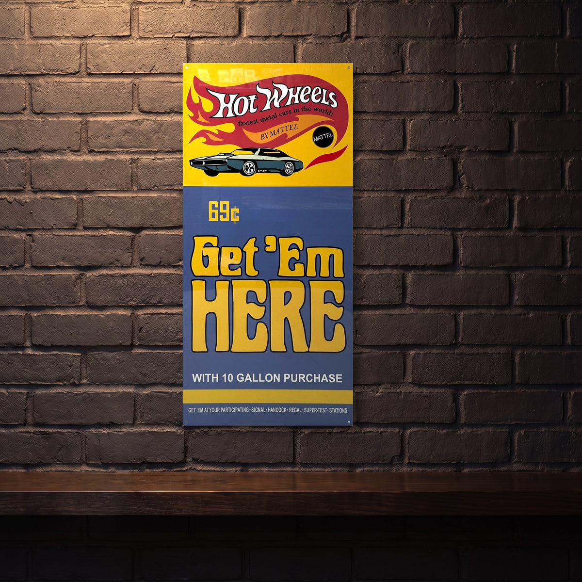 HOT WHEELS 810 X 380 MM METAL SIGN ORANGE VERSION