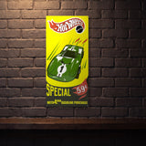 HOT WHEELS 810 X 380 MM METAL SIGN YELLOW GREEN VERSION