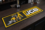JCB Earthworks Premium Rubber-Backed Bar Runner on a bar top