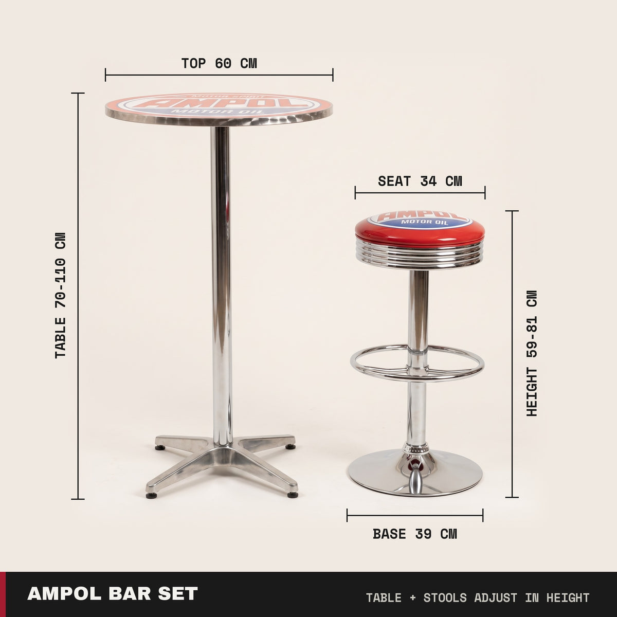 Ampol bar set dimensions