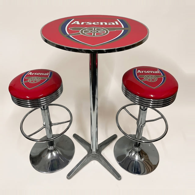Arsenal FC bar table and two bar stools
