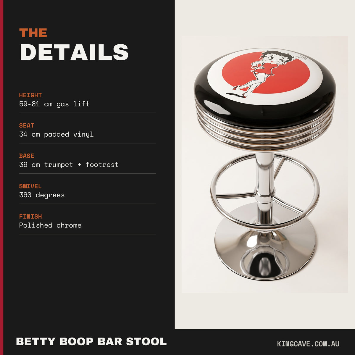 Betty Boop Premium Retro Gas-Lift Bar Stool