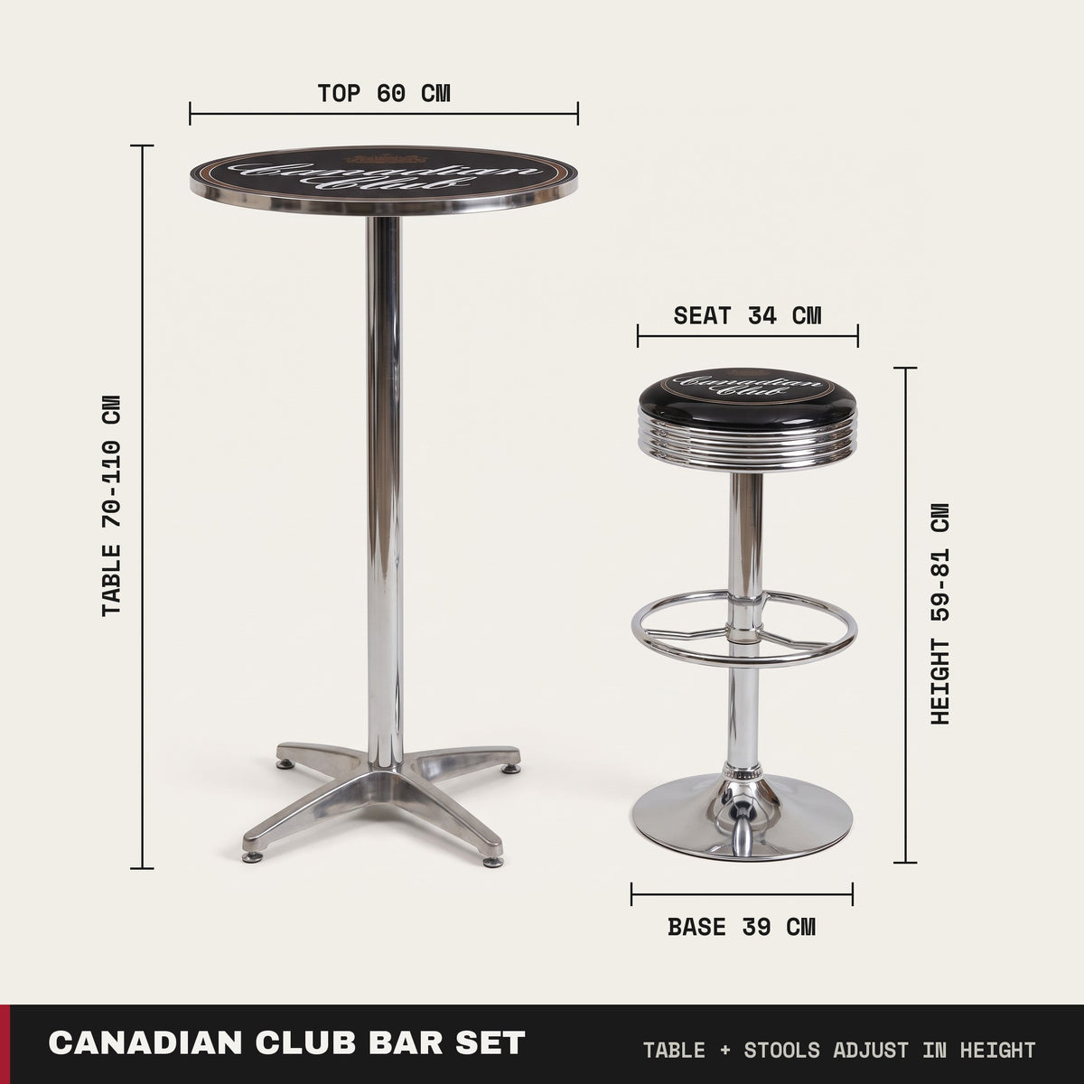 Canadian Club bar set dimensions