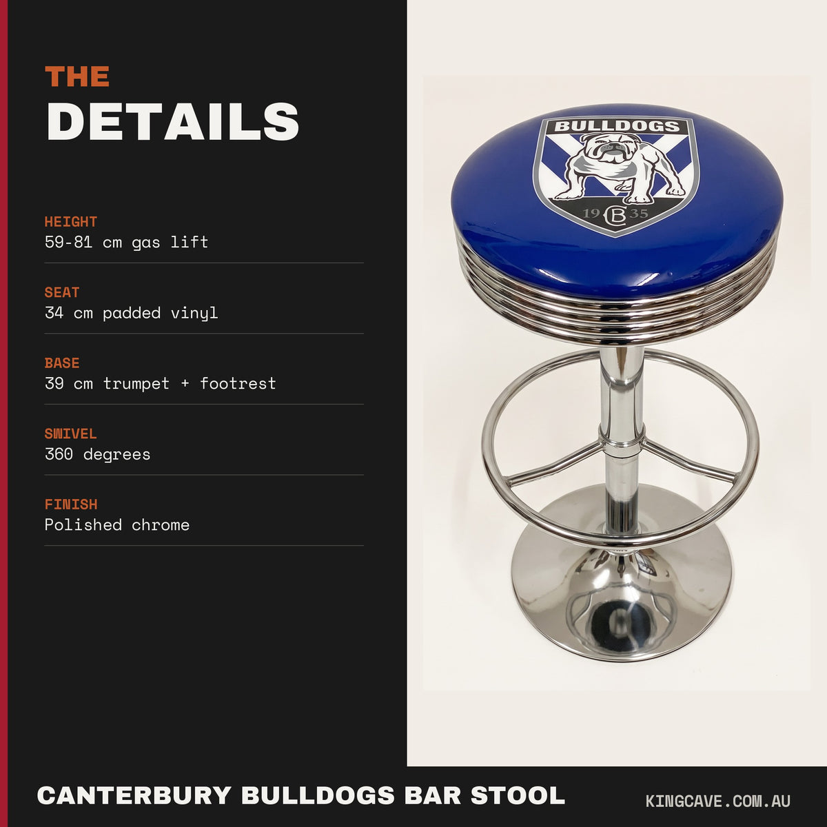 Canterbury Bulldogs Retro NRL Bar Stool