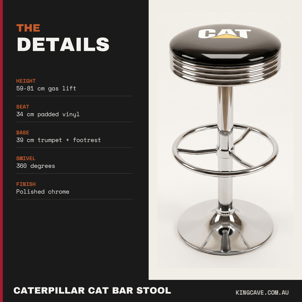 Caterpillar CAT Retro Gas-Lift Bar Stool