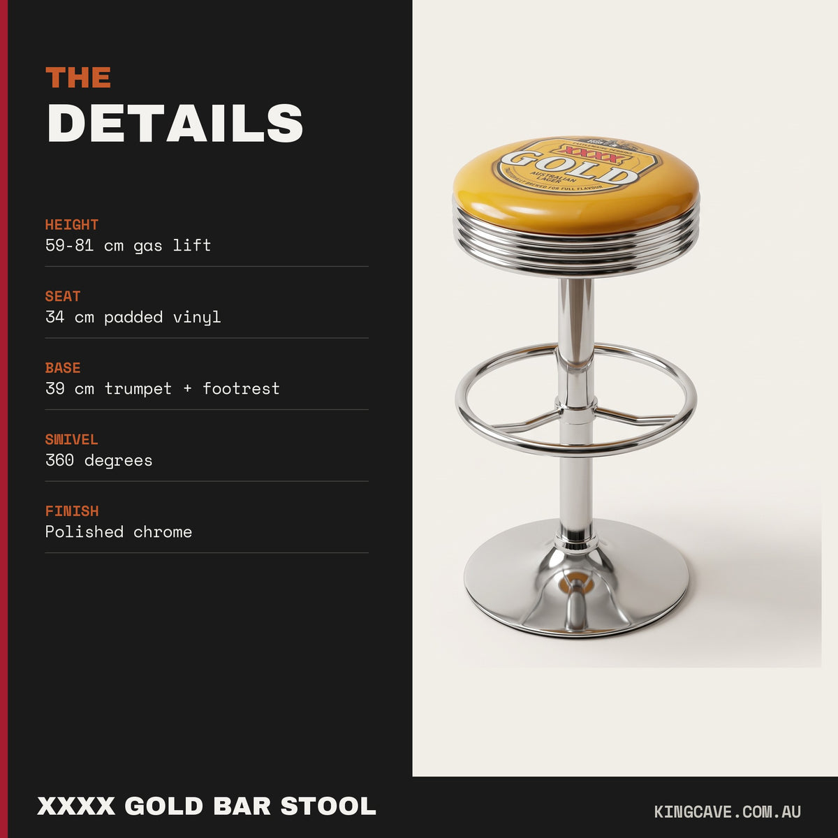 XXXX Gold Premium Gas-Lift Bar Stool