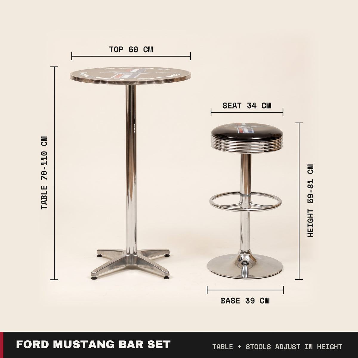 Ford Mustang bar set dimensions
