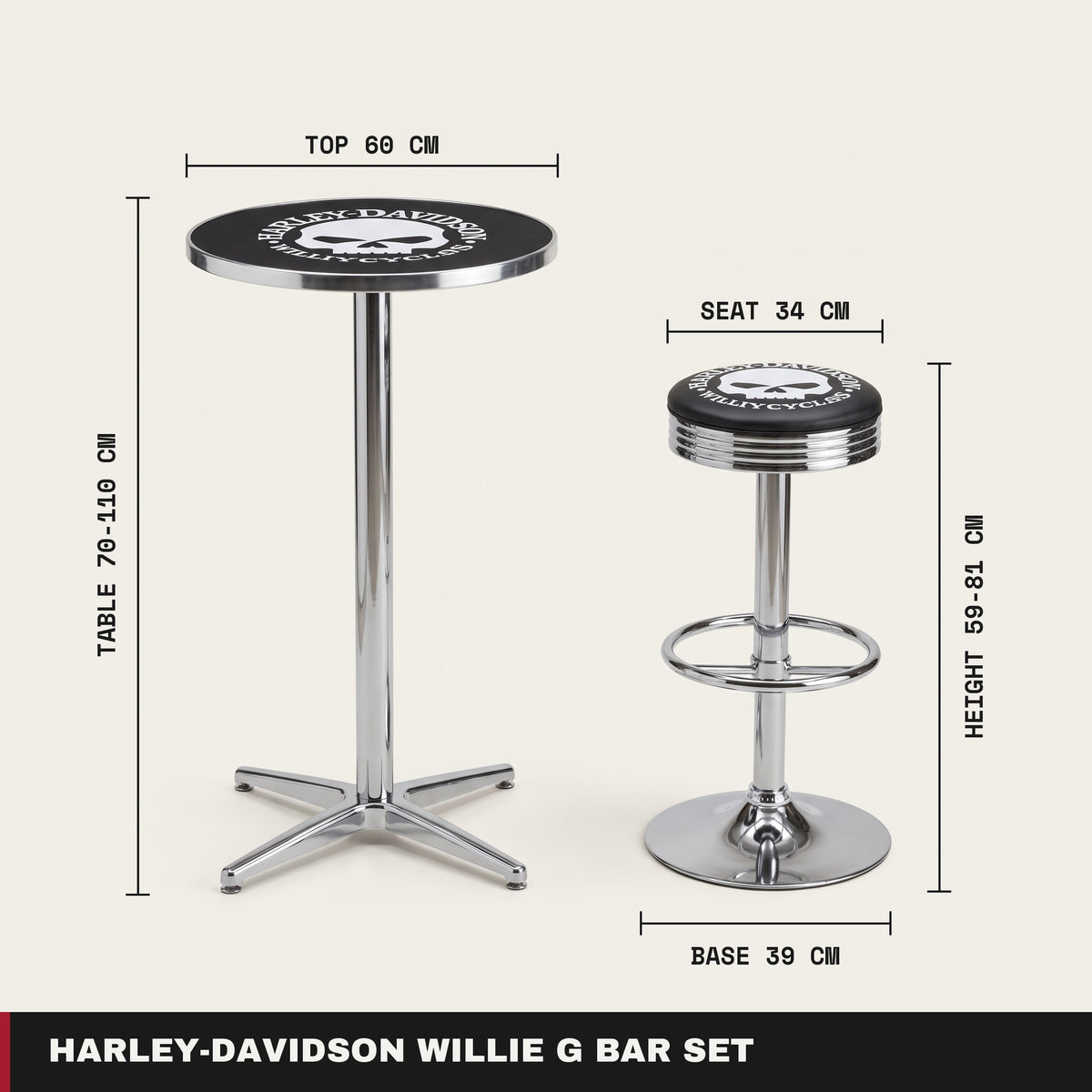 Harley-Davidson Willie G bar set dimensions