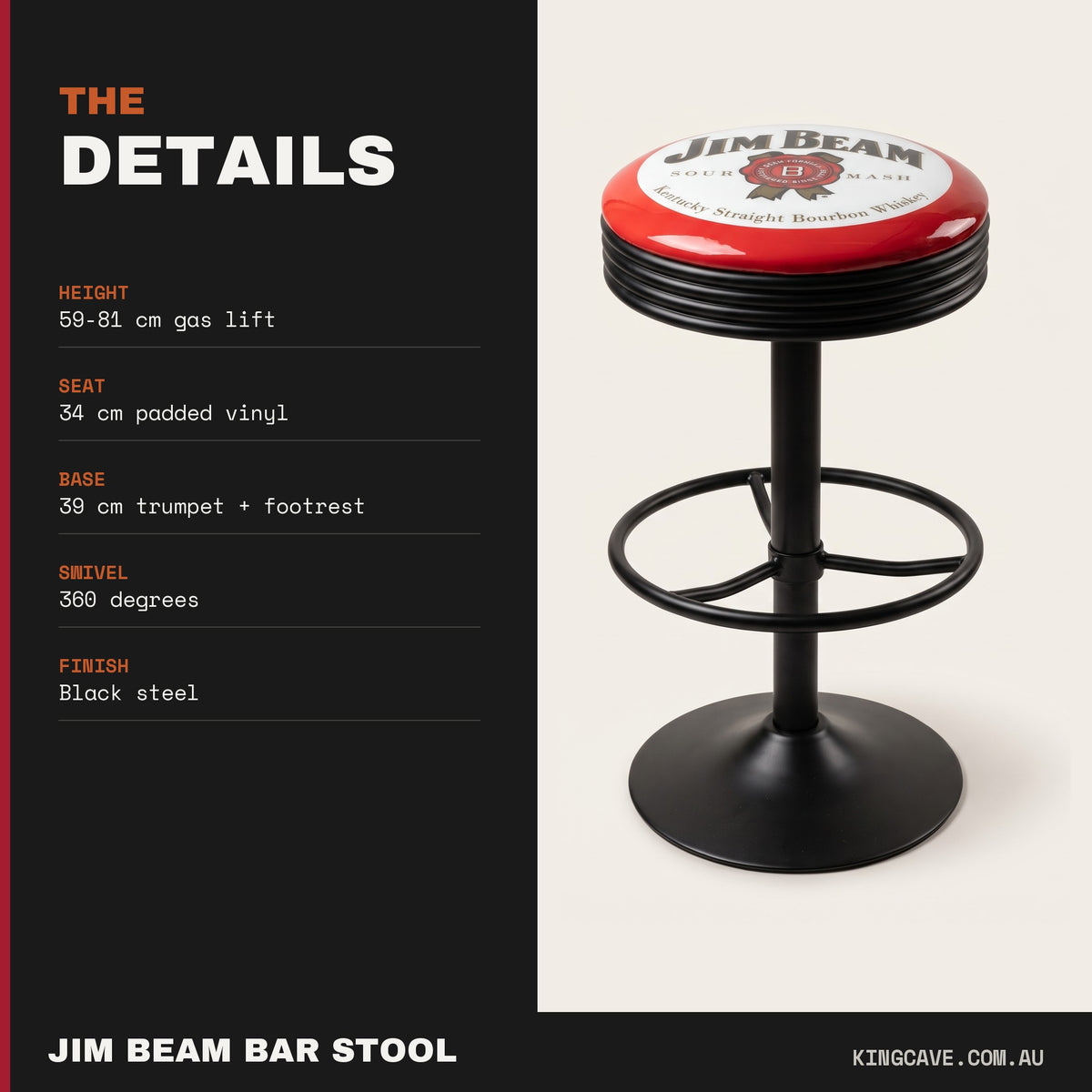 Jim Beam Premium Retro Gas-Lift Bar Stool
