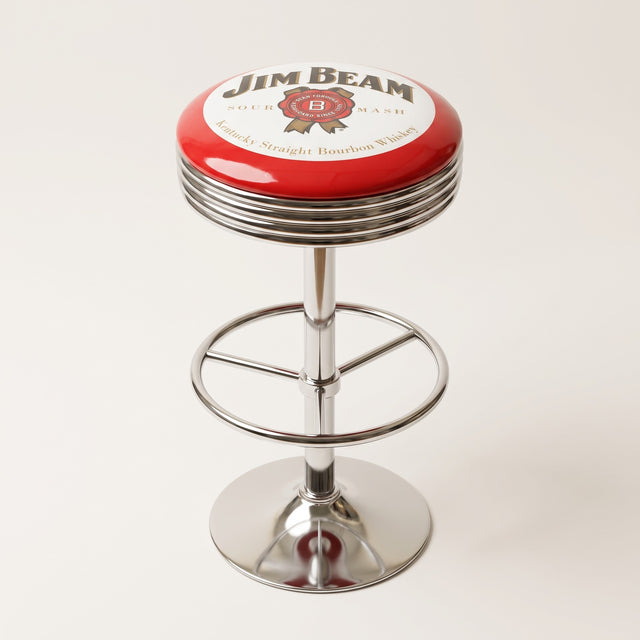Jim Beam bar stool, chrome base