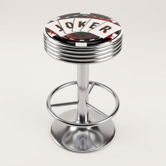 Joker Card bar stool, chrome base