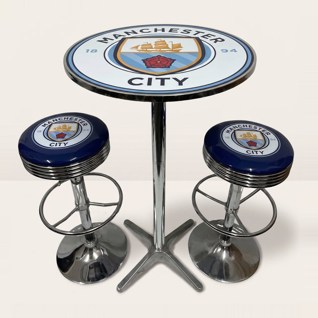 Manchester City FC bar table and two bar stools