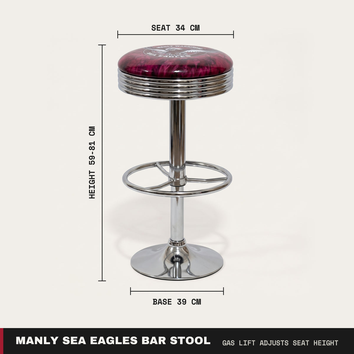Manly Sea Eagles Gas-Lift Retro Bar Stool