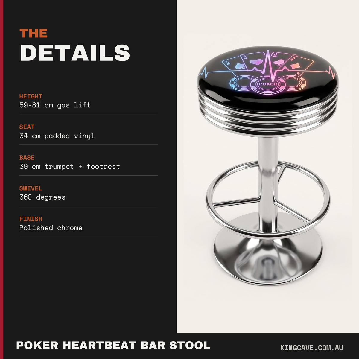 Poker Heartbeat Bar Stool