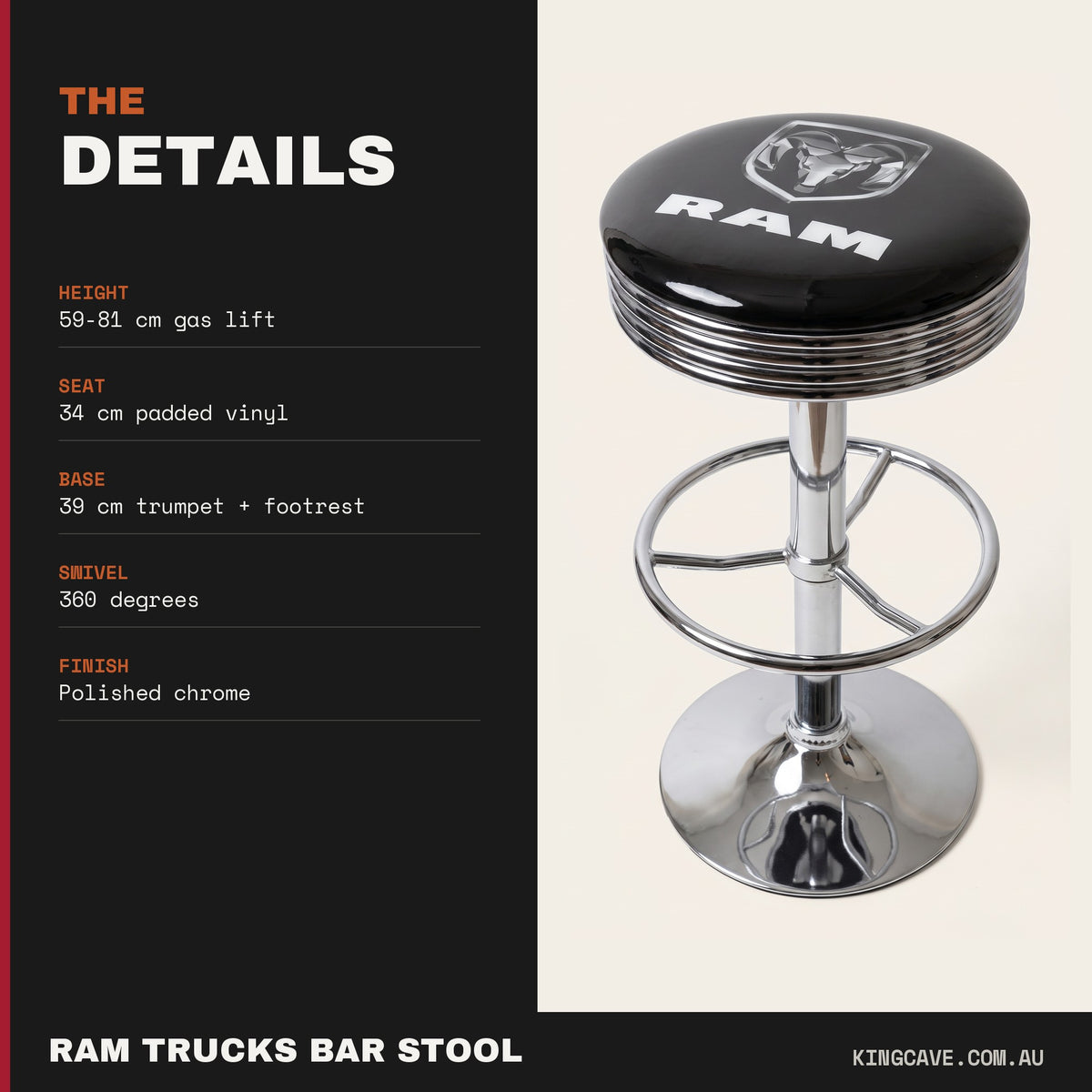 RAM Trucks Premium Gas-Lift Bar Stool